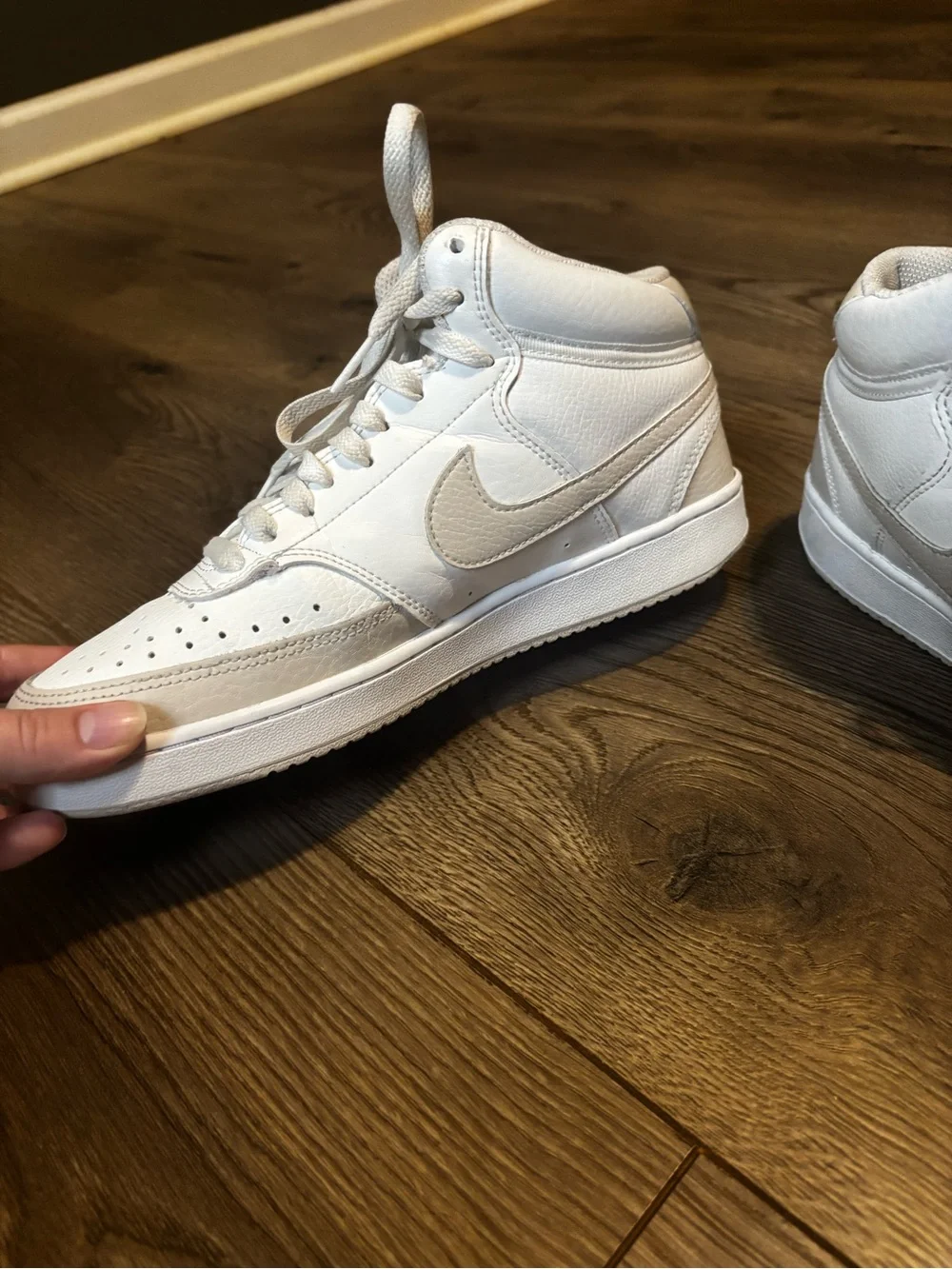 Nike White and Light Gray Mid-Top Sneakers